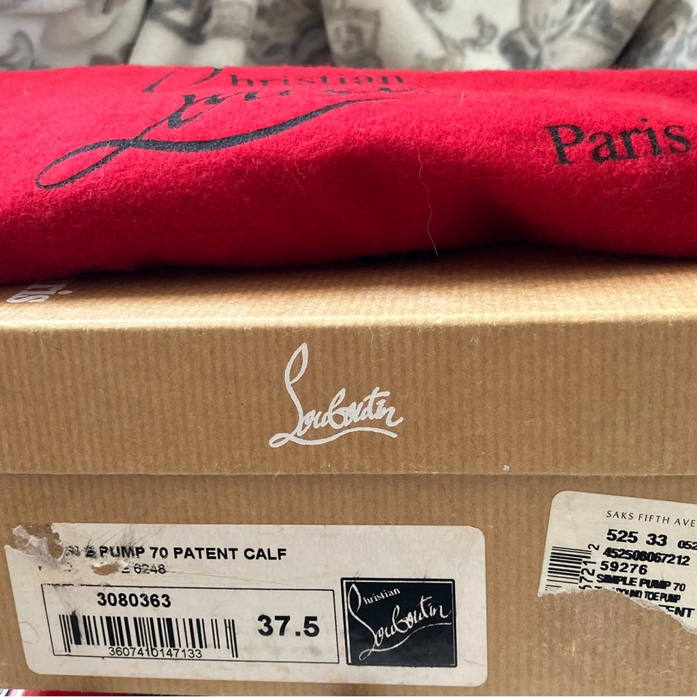 👠 Christian Louboutin Black Simple Pump 70 Stiletto Heels Box Dust Bag Size 37.5 - Picture 10 of 11